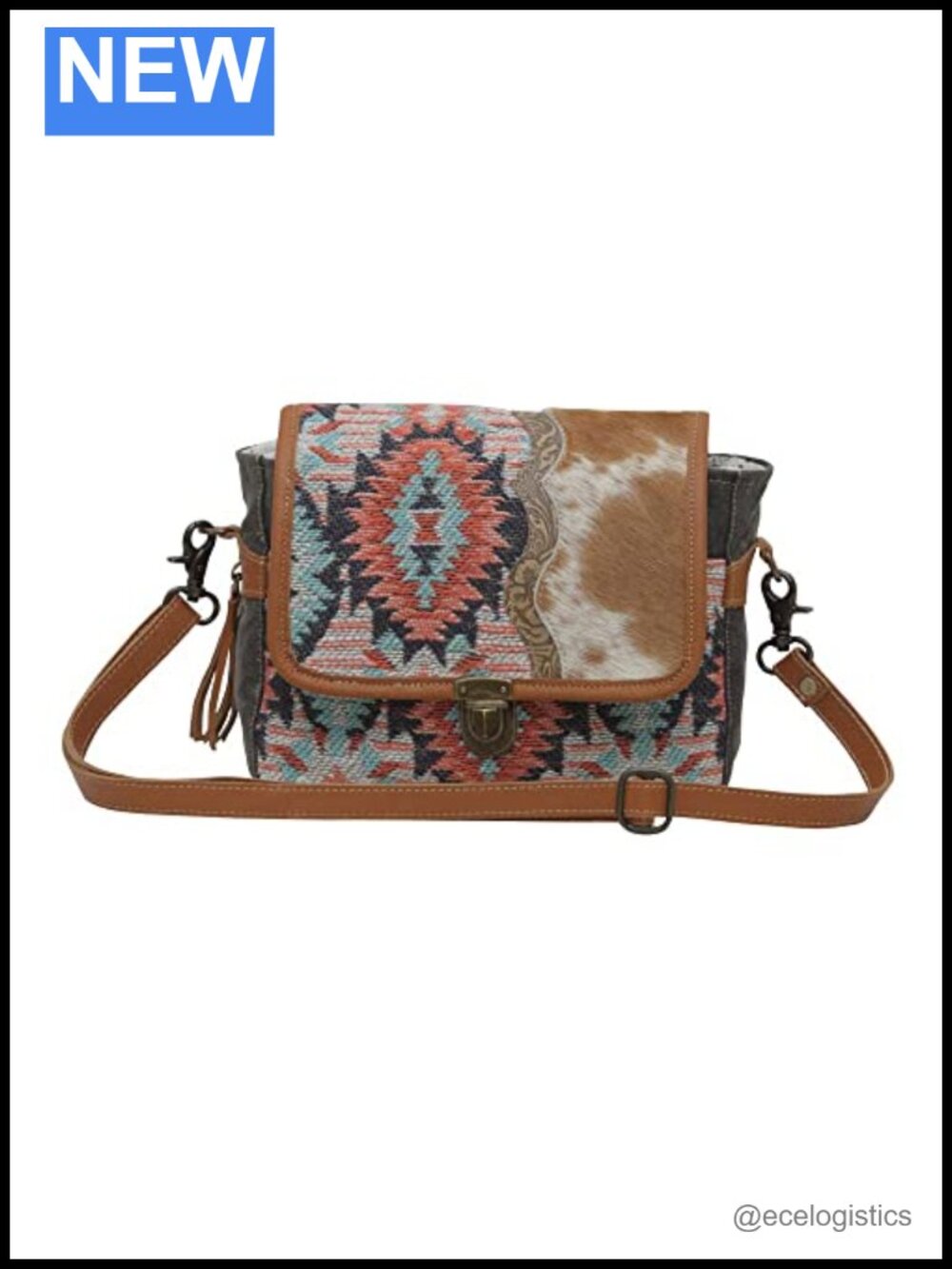 Saddle Shape Cowhide Leather Flap Clasp Shoulder Bag - Heavyweight